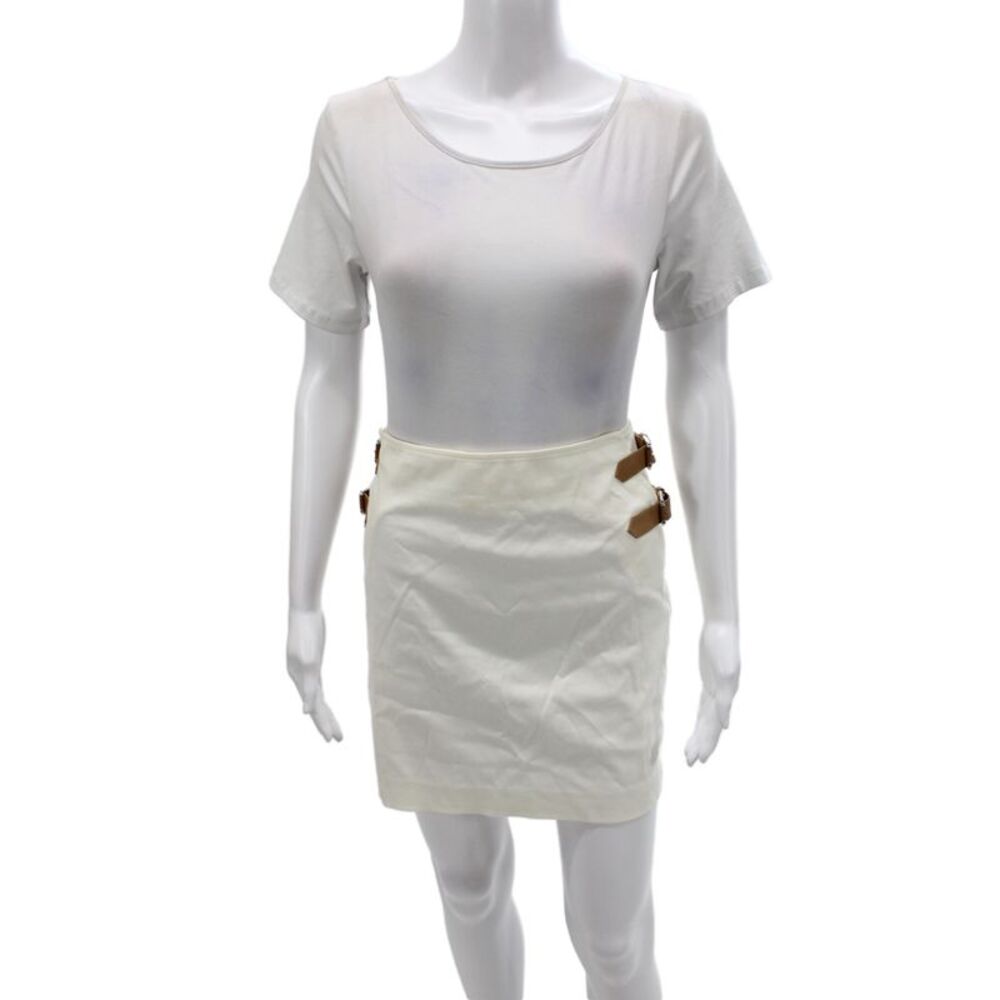 Ralph Lauren Black Label Women White Mini Skirt Cotton Zip Size 8
